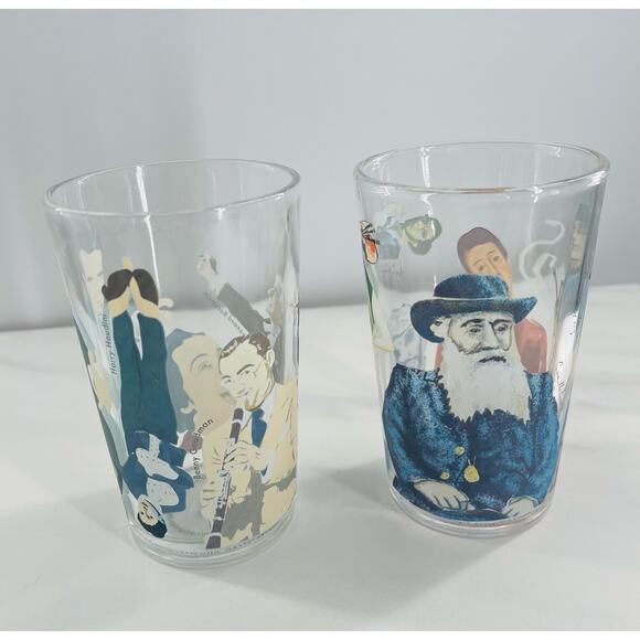 Set of 2 Unemployed Philosophers Guild - Jews Glasses - Novelty Glasses, Artists - Picture 3 of 9